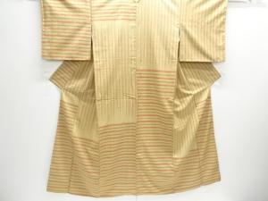 縞・横段模様織り出し手織り紬付け下げ着物